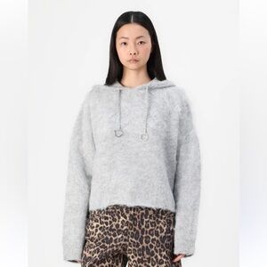 THE RAGGED PRIEST Arctic Knit Hooded Pullover Fuzzy Sweater Gray Size XL